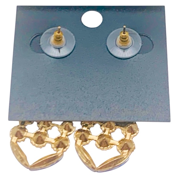 Saks Fifth Avenue Gold Plated & Blue Crystal Geometric Costume Jewelry Earringss - Picture 4 of 4